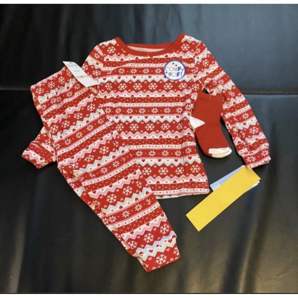 NWT Max & Olivia fair isle Christmas pajama Bundle Girls Size 2T